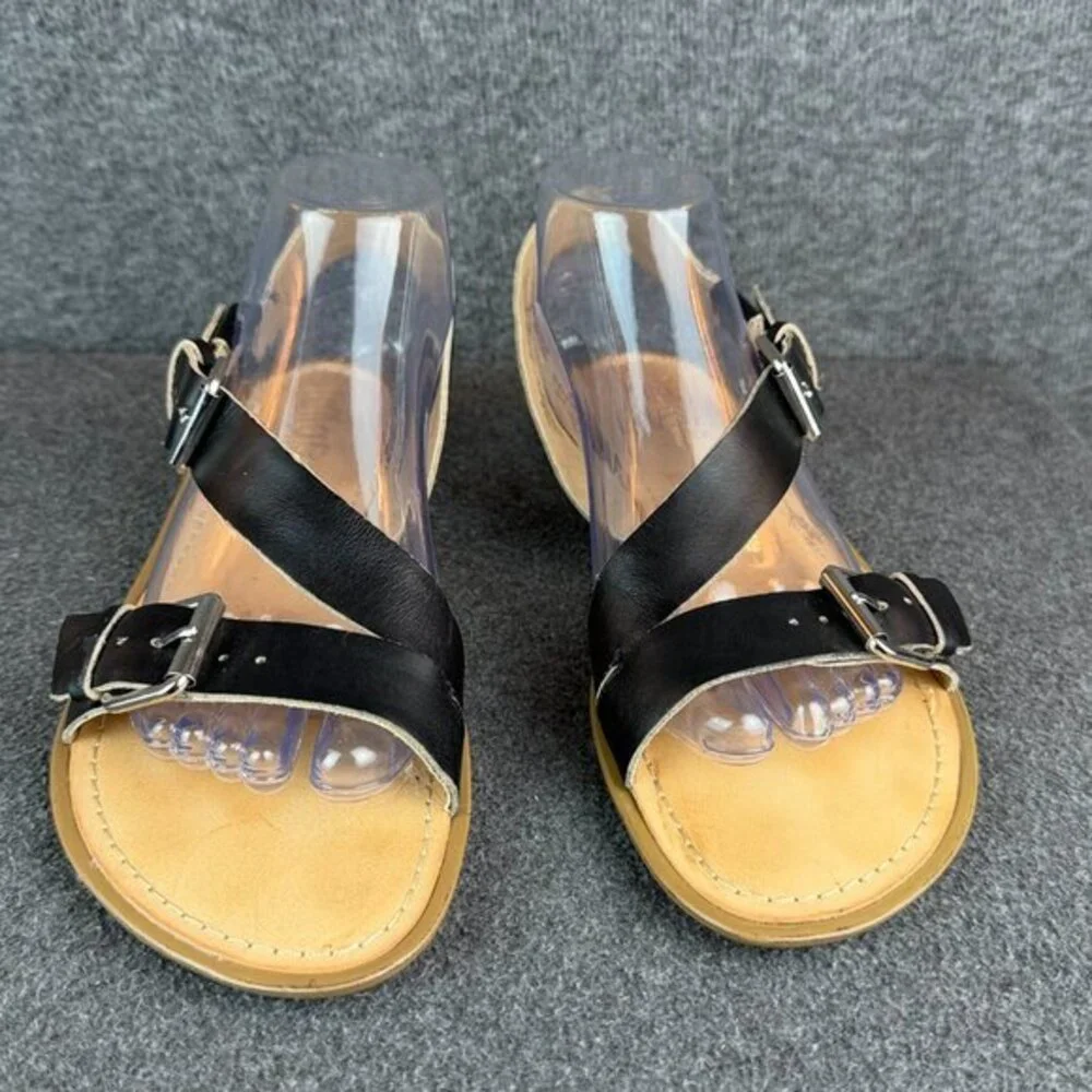 Latigo Leather Cross Strap Adjustable Buckle Sandals 9M‎